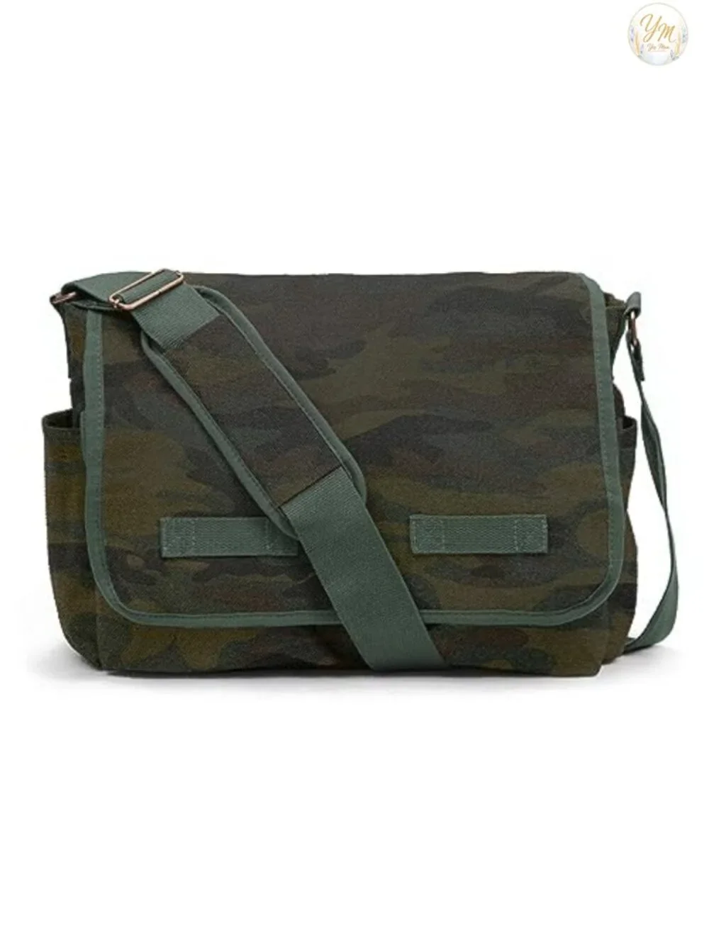 Vintage Heavyweight Cotton Canvas Messenger Bag with Padded Shoulder Strap